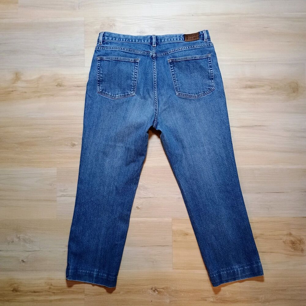 Chaps Denim Womens Jeans Size 12 Medium Wash Straight Leg Stretch Blue Denim